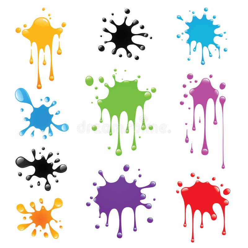 Vector set of colorful paint splashes. Vector set of colorful paint splashes