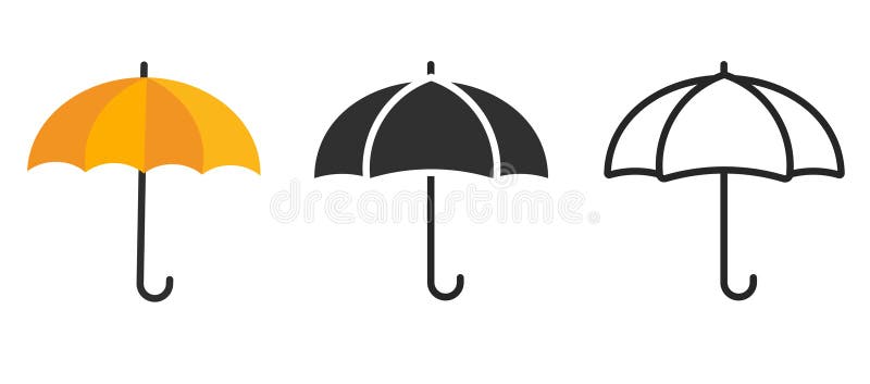 雨伞图标集简单平动画矢量图插图集副伞线轮廓笔画符号象形图孤立 皇族释放例证