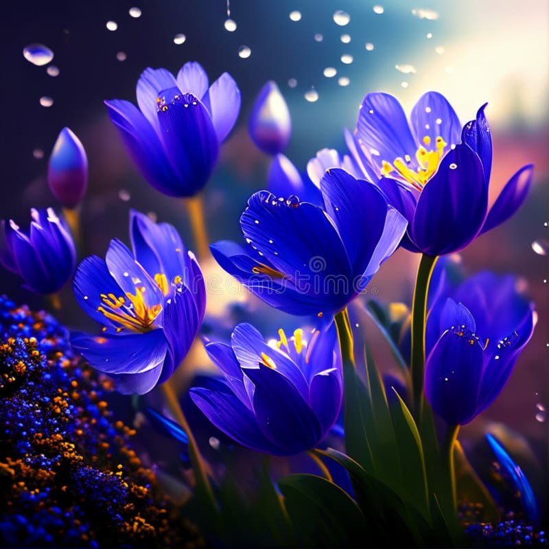 雨滴轨迹背景水滴中青花春花 库存例证