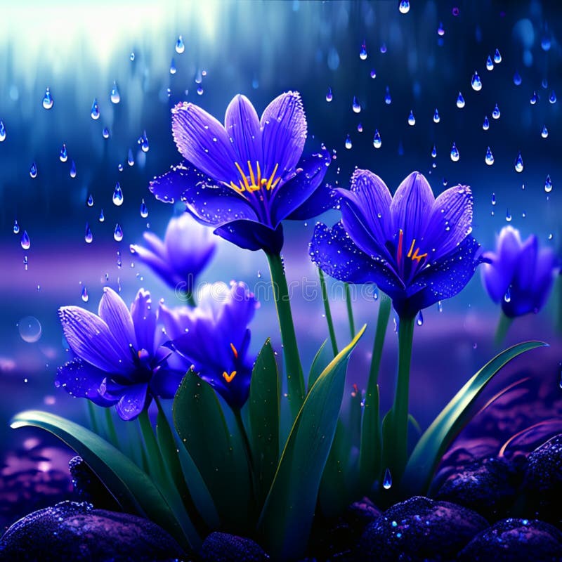 雨滴轨迹背景水滴中青花春花 库存例证