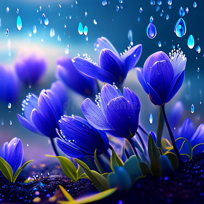 雨滴轨迹背景水滴中青花春花 皇族释放例证