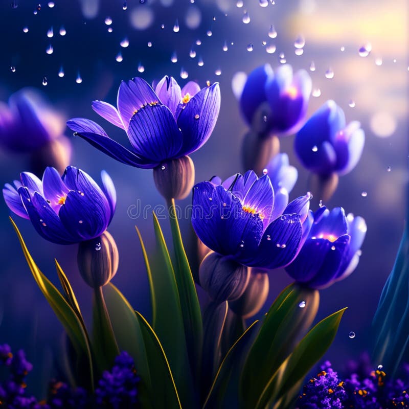 雨滴轨迹背景水滴中青花春花 向量例证