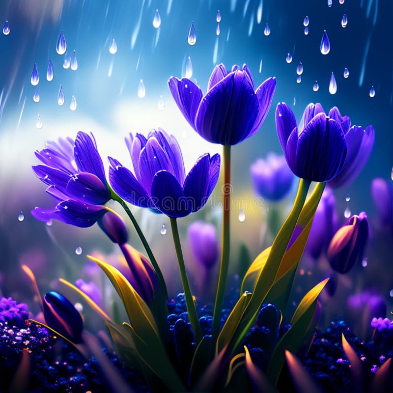 雨滴轨迹背景水滴中青花春花 向量例证