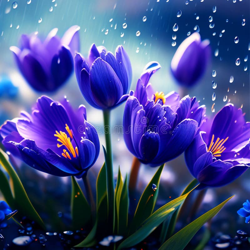 雨滴轨迹背景水滴中青花春花 皇族释放例证