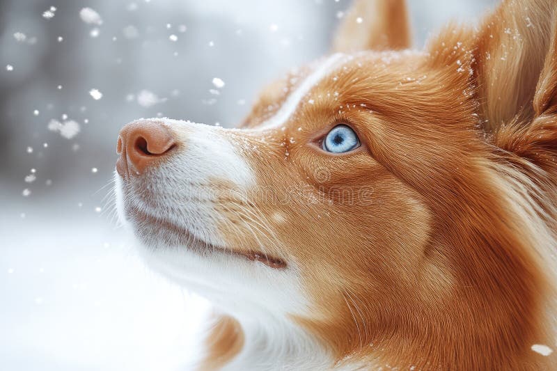 雪中的可爱红狗 向量例证