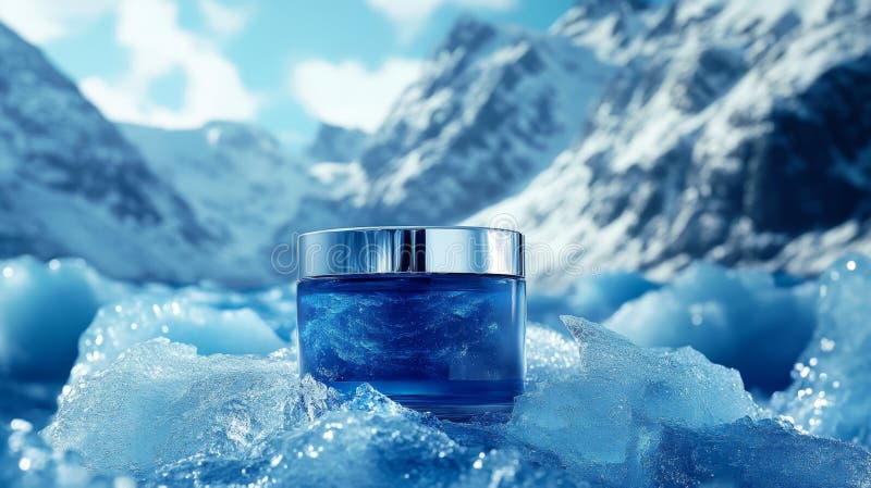 雪地中天然提取的蓝色冰冻景观 皇族释放例证