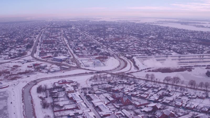 雪城市，航拍，霜