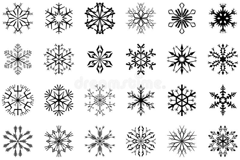 24 artistic design elements of snowflakes. 24 artistic design elements of snowflakes