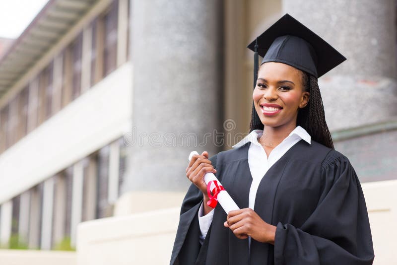 Beautiful african female student with graduation certificate. Beautiful african female student with graduation certificate