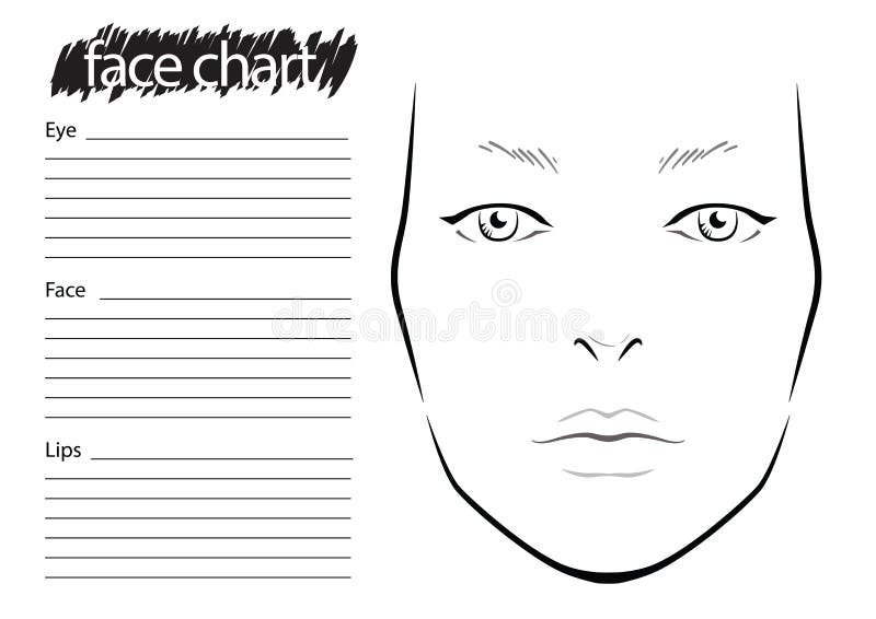 Face chart Makeup Artist Blank. Template. Vector illustration. Face chart Makeup Artist Blank. Template. Vector illustration.