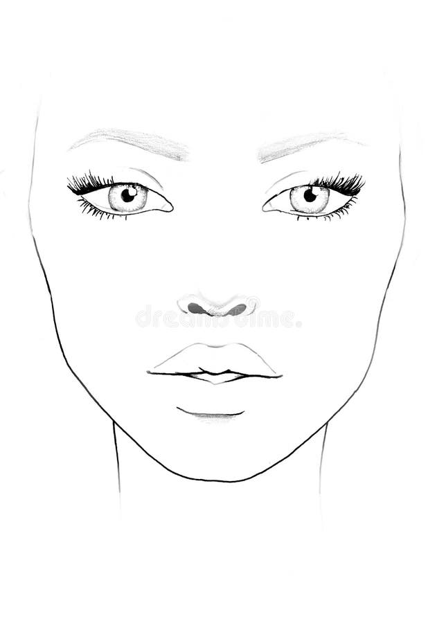 Beautiful woman portrait. Face chart. Makeup Artist Blank. Template. Beautiful woman portrait. Face chart. Makeup Artist Blank. Template.