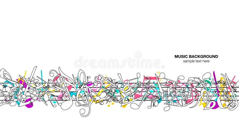 音乐音符音乐背景矢量图插图流行音乐和酷色抽象