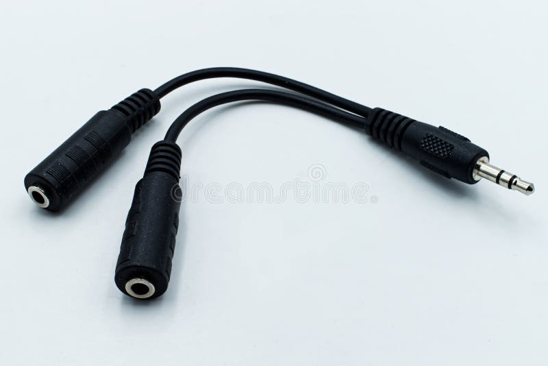 Audio cable splitter, stereo male to two female stereo audio jack. Audio cable splitter, stereo male to two female stereo audio jack