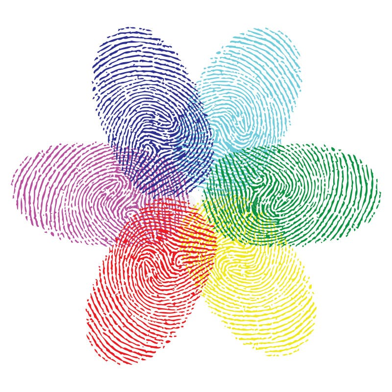 Color fingerprint flower illustration. Color fingerprint flower illustration