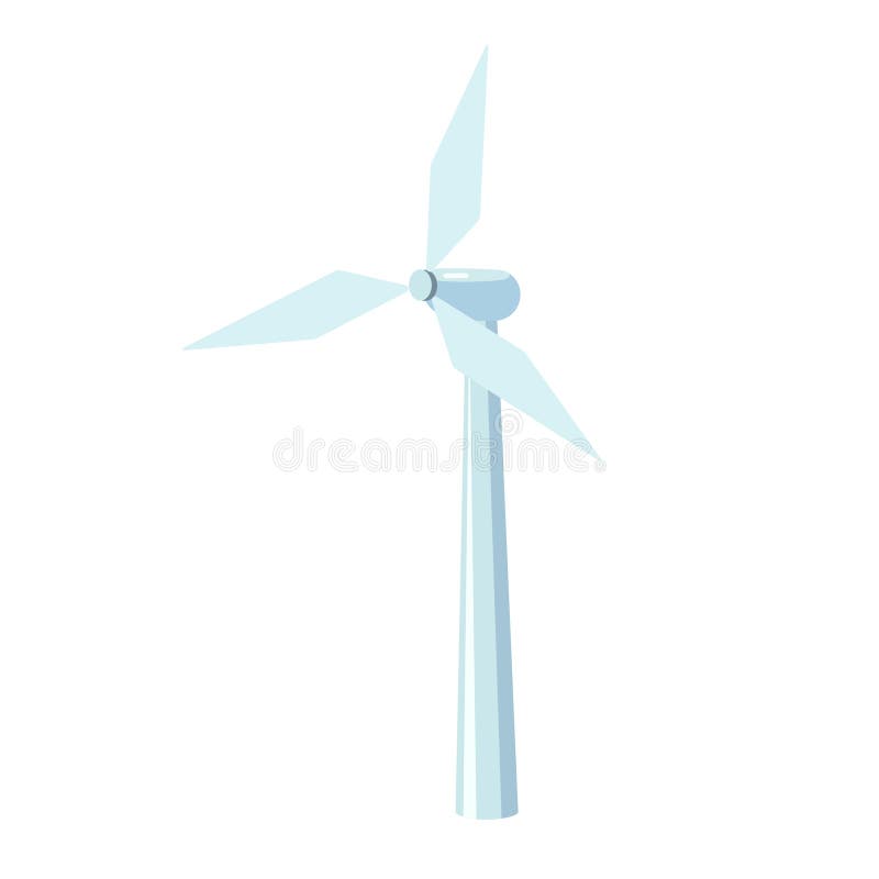 风力涡轮机. 可再生能源. 白色背景中突显的风力发电站.