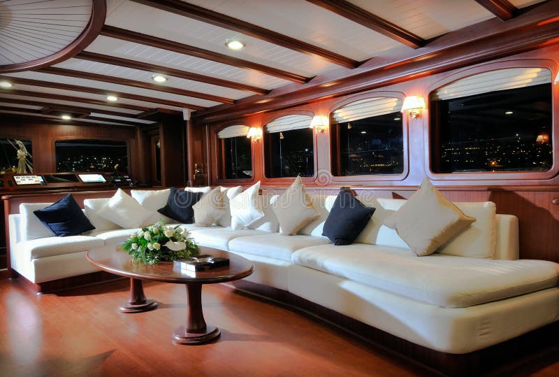 Luxury lounge of big yacht. Luxury lounge of big yacht