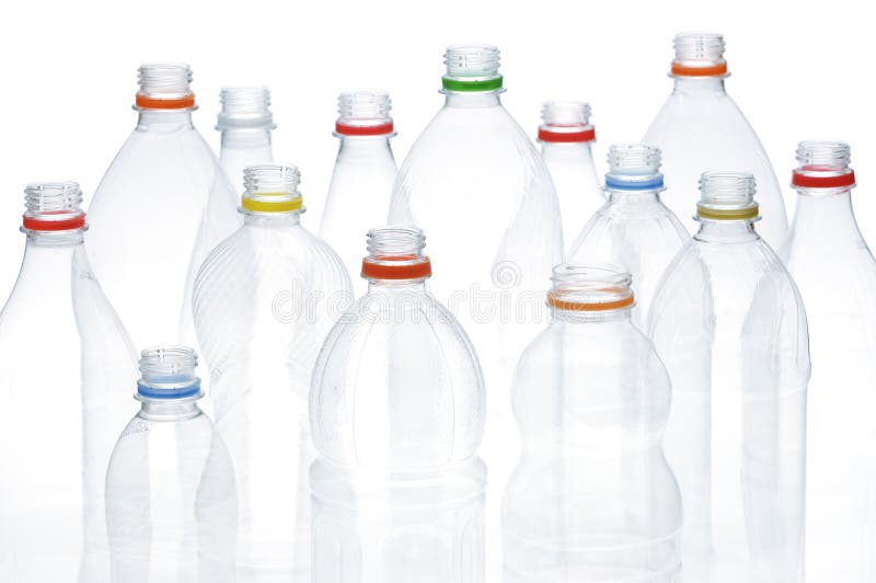Empty plastic drinking bottles ready for recycling. Empty plastic drinking bottles ready for recycling.