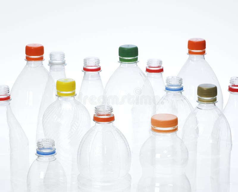 Empty plastic drinking bottles ready for recycling. Empty plastic drinking bottles ready for recycling.