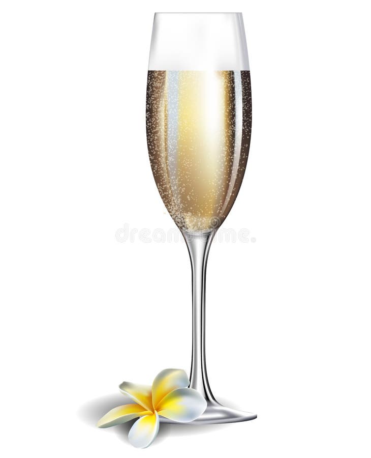 Champagne glass and frangipani flover. Champagne glass and frangipani flover