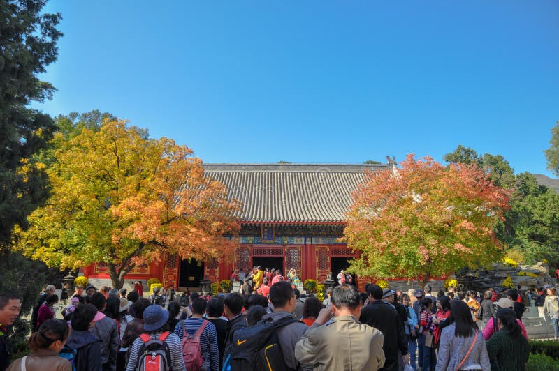 In the autumn, Beijing's Fragrance Hills is covered with red and golden fall forest. People are always like to play in it. In the autumn, Beijing's Fragrance Hills is covered with red and golden fall forest. People are always like to play in it.