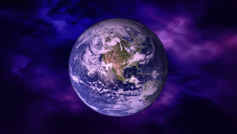 高分辨率行星地球视图 从空间的世界地球在显示地形和云彩的星际 要素