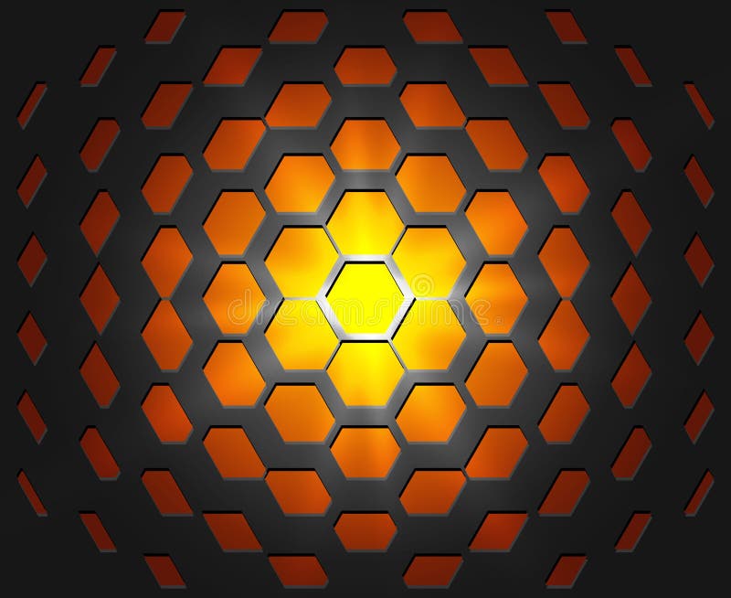 简要工业现实六方晶系纹理装饰的能力，压低了3d六边形黑色背景的几何网格. 热 库存例证