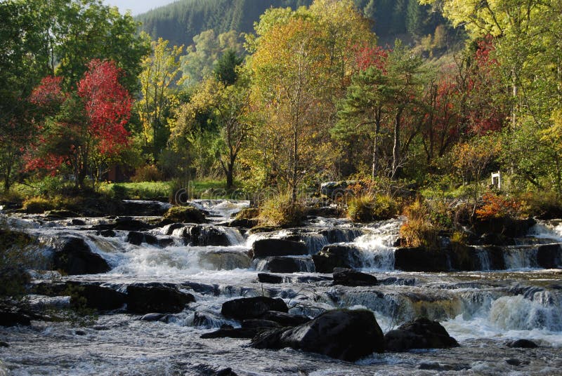 A series of rocky rapids in the river dochart in the Scottish highlands. A series of rocky rapids in the river dochart in the Scottish highlands