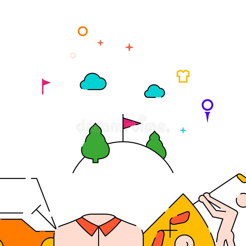 高尔夫乡村俱乐部景观填充图标简单插图 向量例证