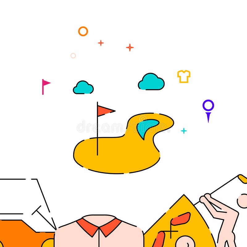 高尔夫乡村俱乐部景观填充图标简单插图 库存例证