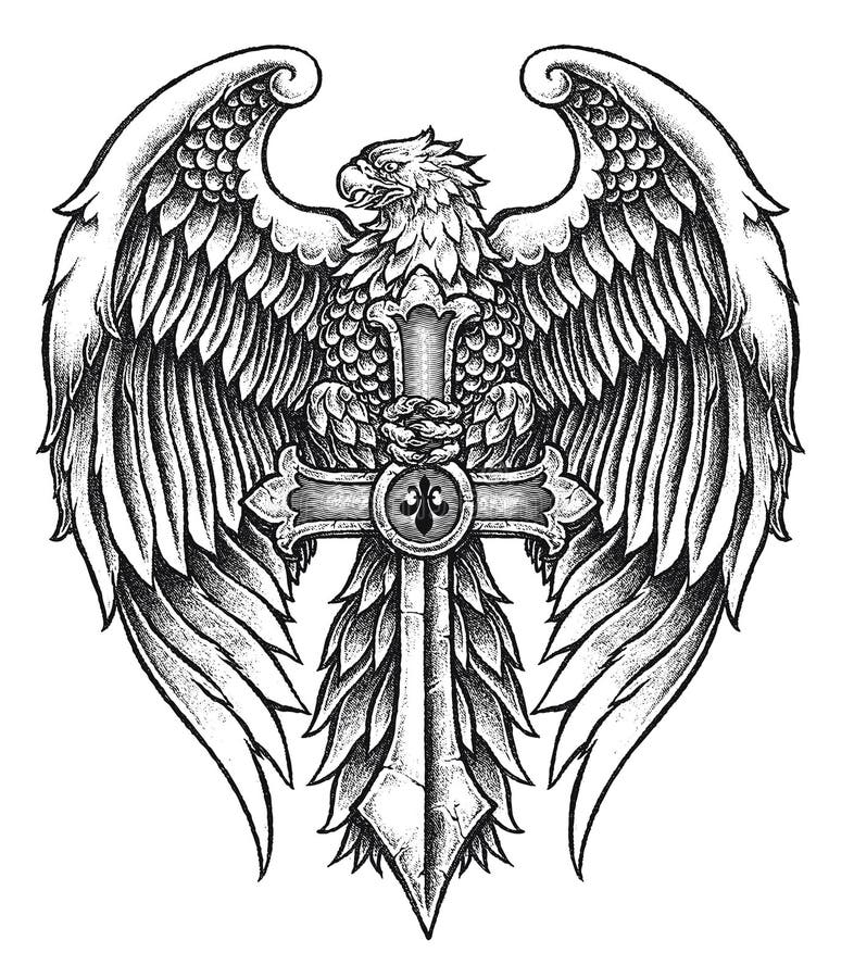 Highly detailed Eagle with Sword illustration. Highly detailed Eagle with Sword illustration