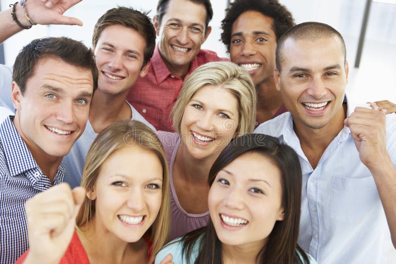 Elevated View Of Happy And Positive Business People In Casual Dress. Elevated View Of Happy And Positive Business People In Casual Dress