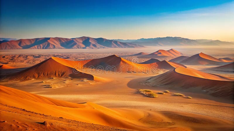 高耸在纳米比亚地上，令人叹为观止的沙漠景观 皇族释放例证