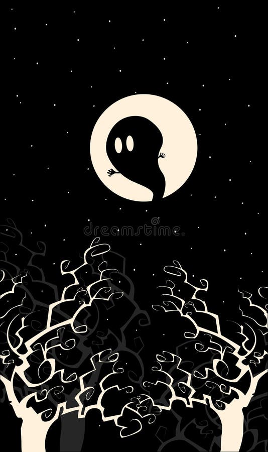 Ghost in the night - fullmoon halloween. Ghost in the night - fullmoon halloween