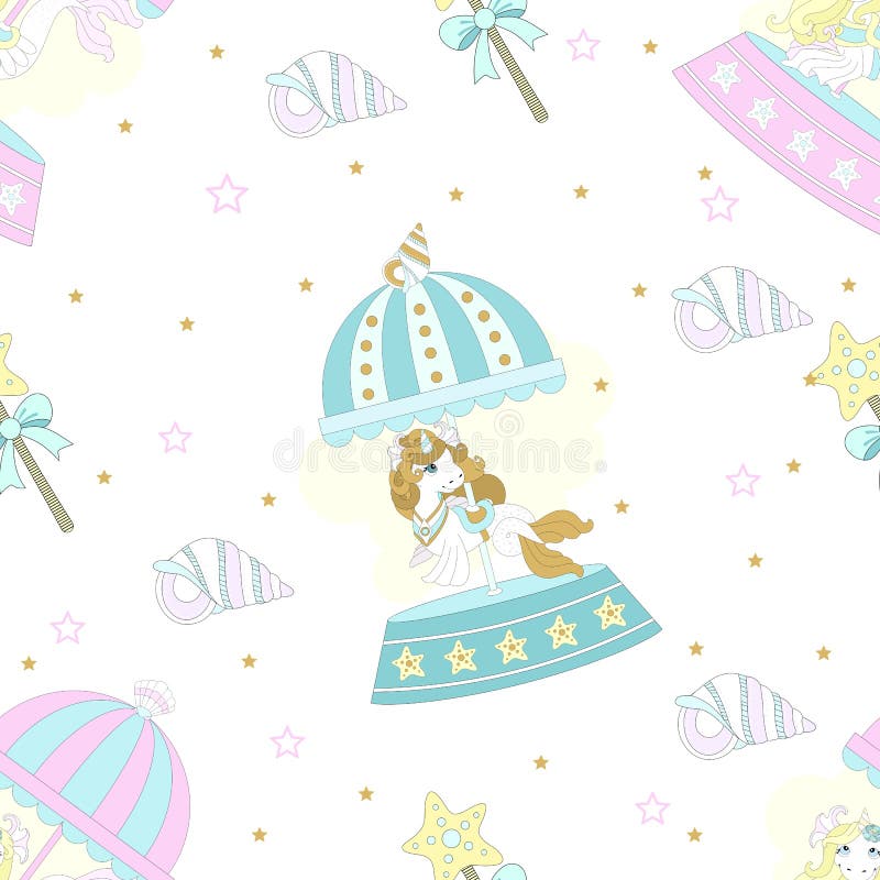 魔幻背景中的马匹无缝图案 矢量插图 皇族释放例证