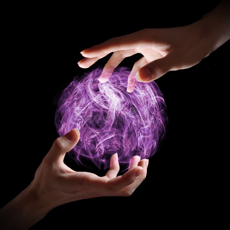 Hands holding a magical orb. Hands holding a magical orb.