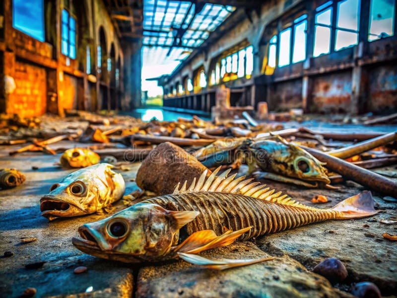 鱼骨腐烂与工业格朗基的城市景观抽象摄影 向量例证