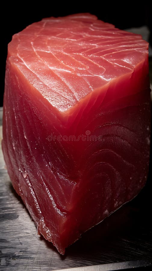鲜金枪鱼牛排，浓红鱼的特写 向量例证