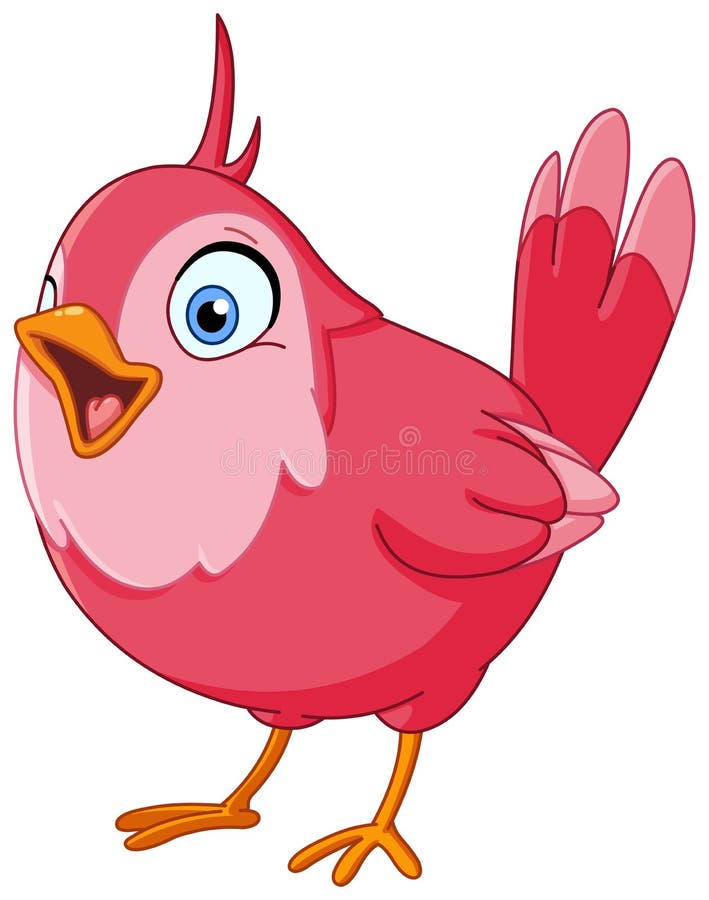 Vector illustration of a pink bird singing. Vector illustration of a pink bird singing