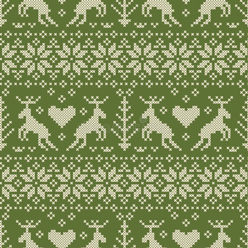 Christmas folk style seamless pattern with deer ornament. Christmas folk style seamless pattern with deer ornament.