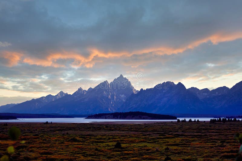 Grand Teton National Park at dusk. Wyoming. United States. - Date: 13 - 08 - 2023. Grand Teton National Park at dusk. Wyoming. United States. - Date: 13 - 08 - 2023