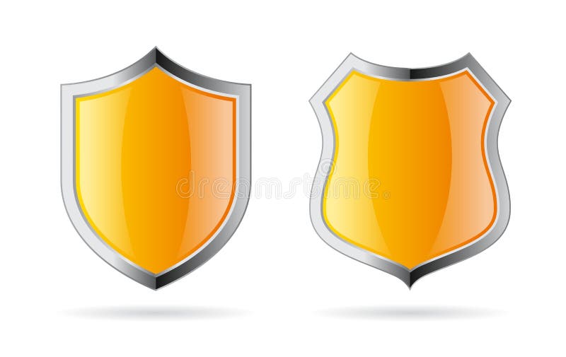 Yellow shield vector icon set  on white background. Yellow shield vector icon set  on white background