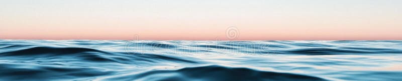 黎明时分超现实无尽的海洋全景，宁静的波浪 向量例证