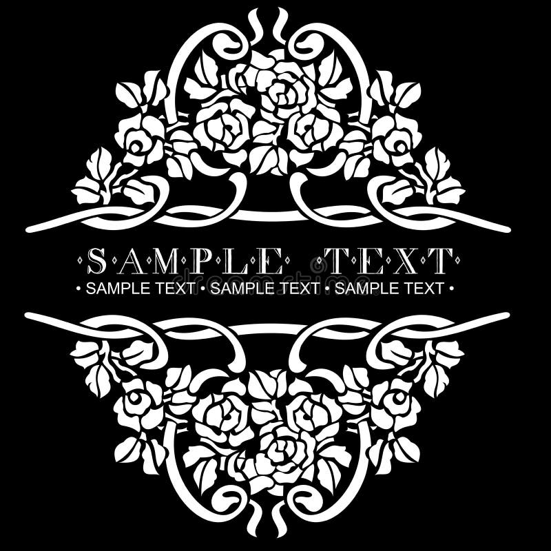 Black And White Ornate Rose Vector Quad. Black And White Ornate Rose Vector Quad