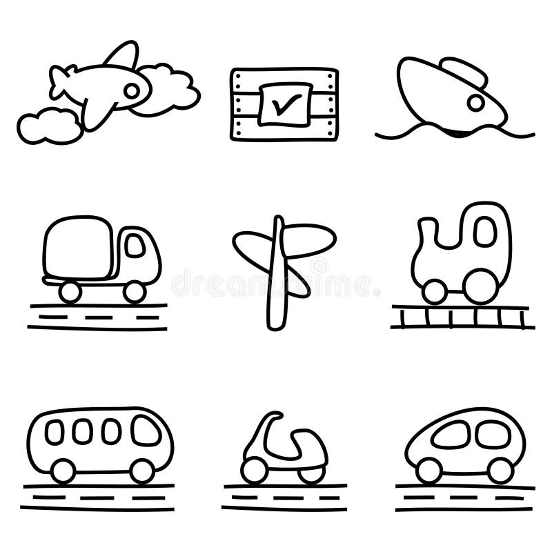 Transportation icons (black and white variation). Vector. Transportation icons (black and white variation). Vector