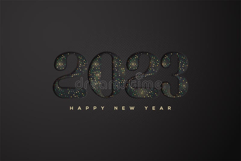 黑色背景下的2023年快乐新年 库存例证