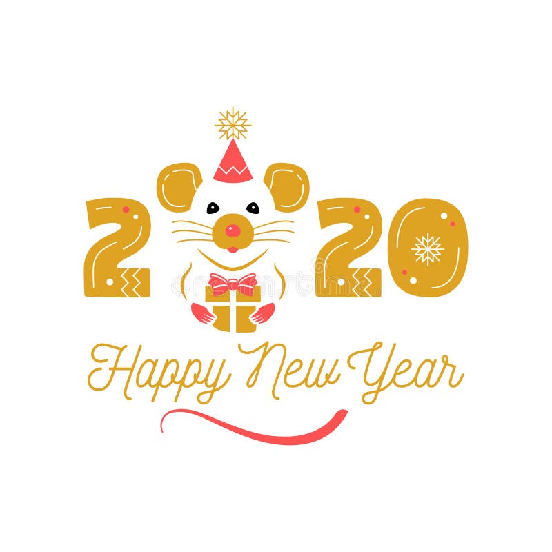 鼠2020年十二生肖的年 r 逗人喜爱的鼠和日期2020年 典雅的传染媒介 库存例证 鼠2020年十二生肖的年 r 逗人喜爱的鼠和日期2020年 典雅的传染媒介 库存例证