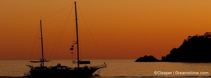 Sailing Boat Silhouette at Sunset