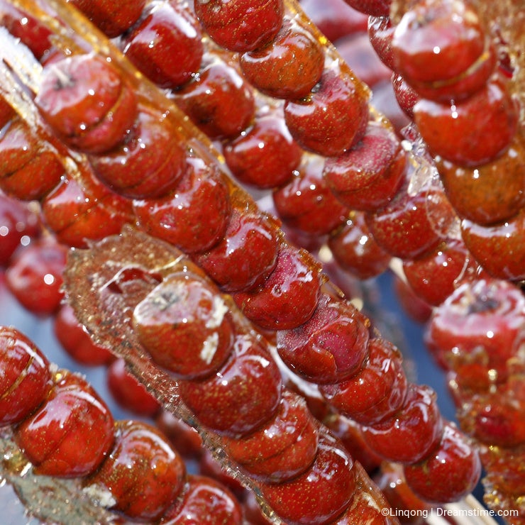 Candied haws on a stick.