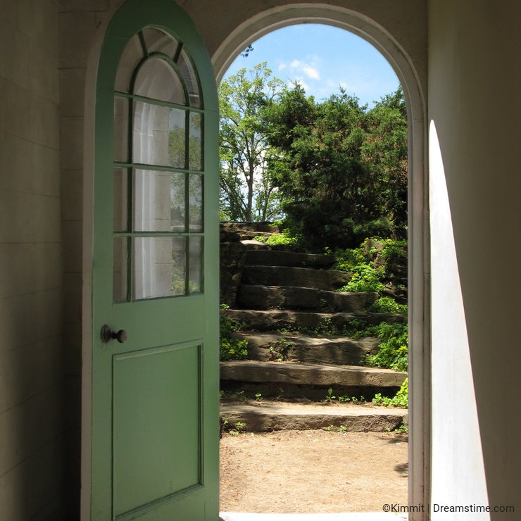 Arched Doorway to Garden Stairs