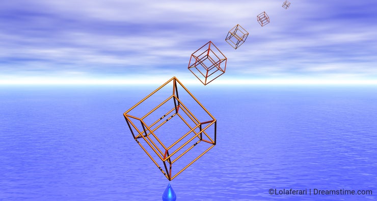 Abstract cubes over ocean